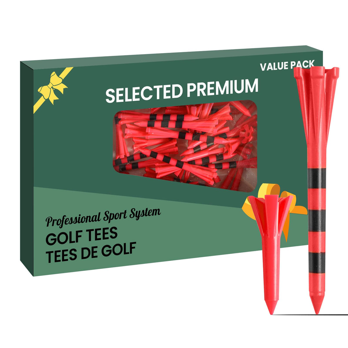 Unbreakable Plastic Golf Tees 60 Pack in 3 Sizes for Driving Range--Golf World-Golf World