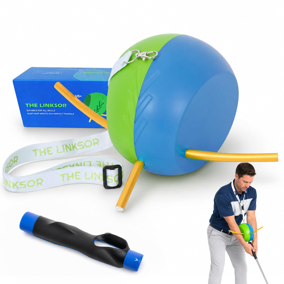 LI FITNESS Golf Training Ball with Rope and Grip Trainer for Swing Practice