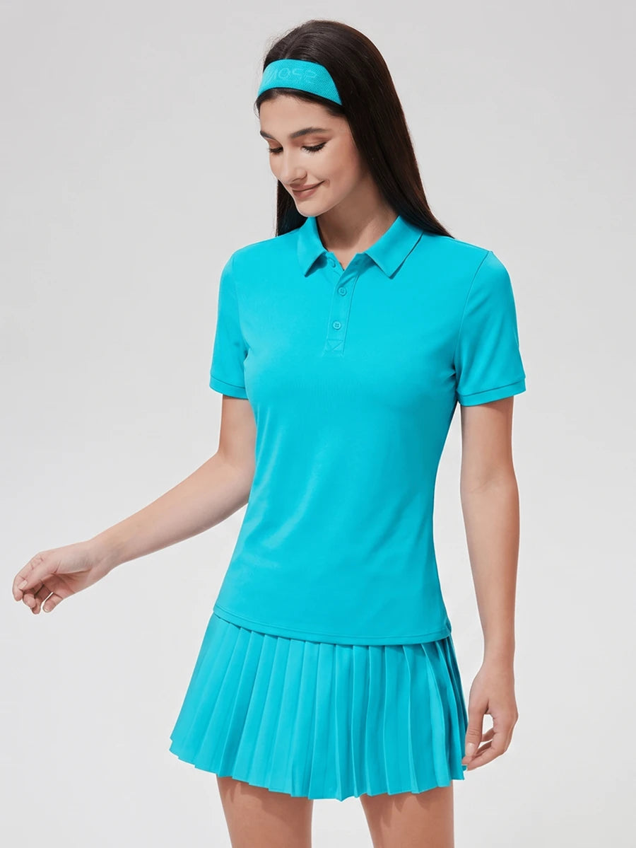 Womens Collared Short Sleeve Polo Shirt for Golf Tennis and Pickleball-Women Active Tops-Golf World-Shein