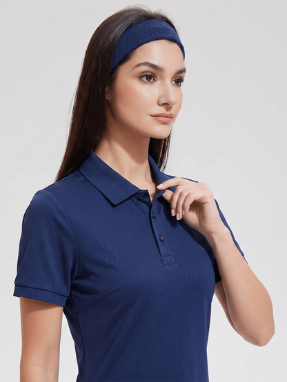 Womens Collared Short Sleeve Polo Shirt for Golf Tennis and Pickleball-Women Active Tops-Golf World-Shein