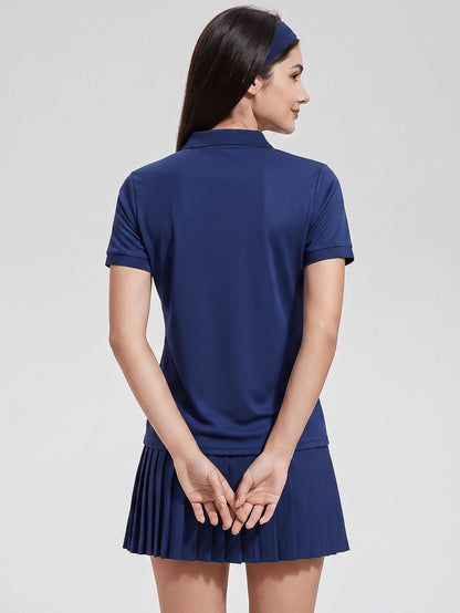 Womens Collared Short Sleeve Polo Shirt for Golf Tennis and Pickleball-Women Active Tops-Golf World-Shein