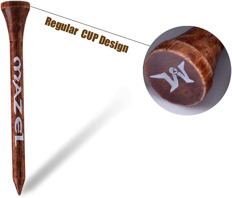 MAZEL Natural Wood Golf Tees Low Friction Two Sizes 50 or 120 Pack--Golf World-Golf World