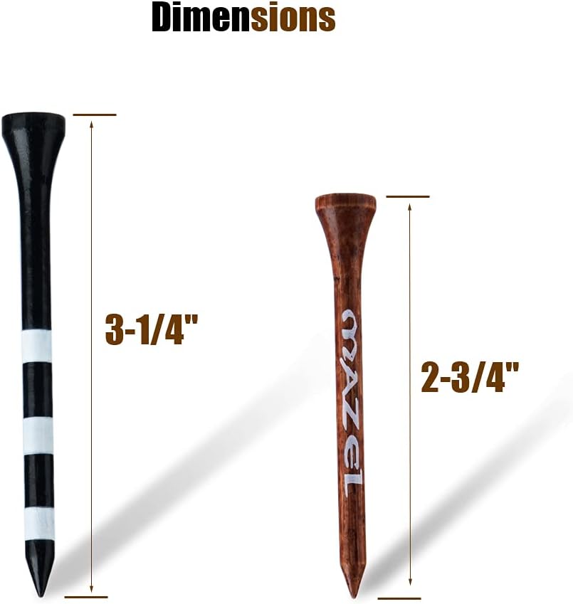 MAZEL Natural Wood Golf Tees Low Friction Two Sizes 50 or 120 Pack--Golf World-Golf World
