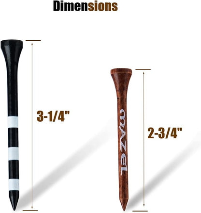 MAZEL Natural Wood Golf Tees Low Friction Two Sizes 50 or 120 Pack--Golf World-Golf World