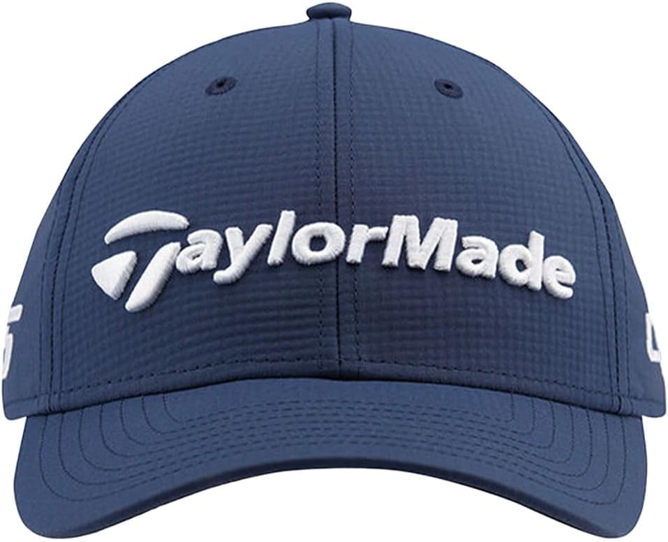 Blue cap with textured fabric, featuring white "TaylorMade" logo on the front.