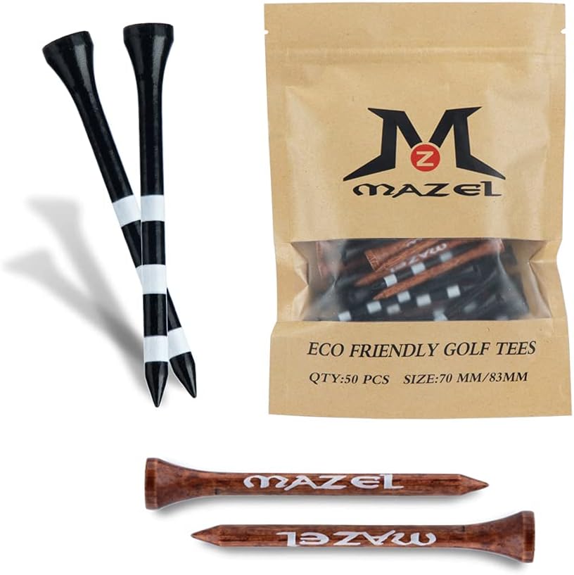 MAZEL Natural Wood Golf Tees Low Friction Two Sizes 50 or 120 Pack--Golf World-Golf World