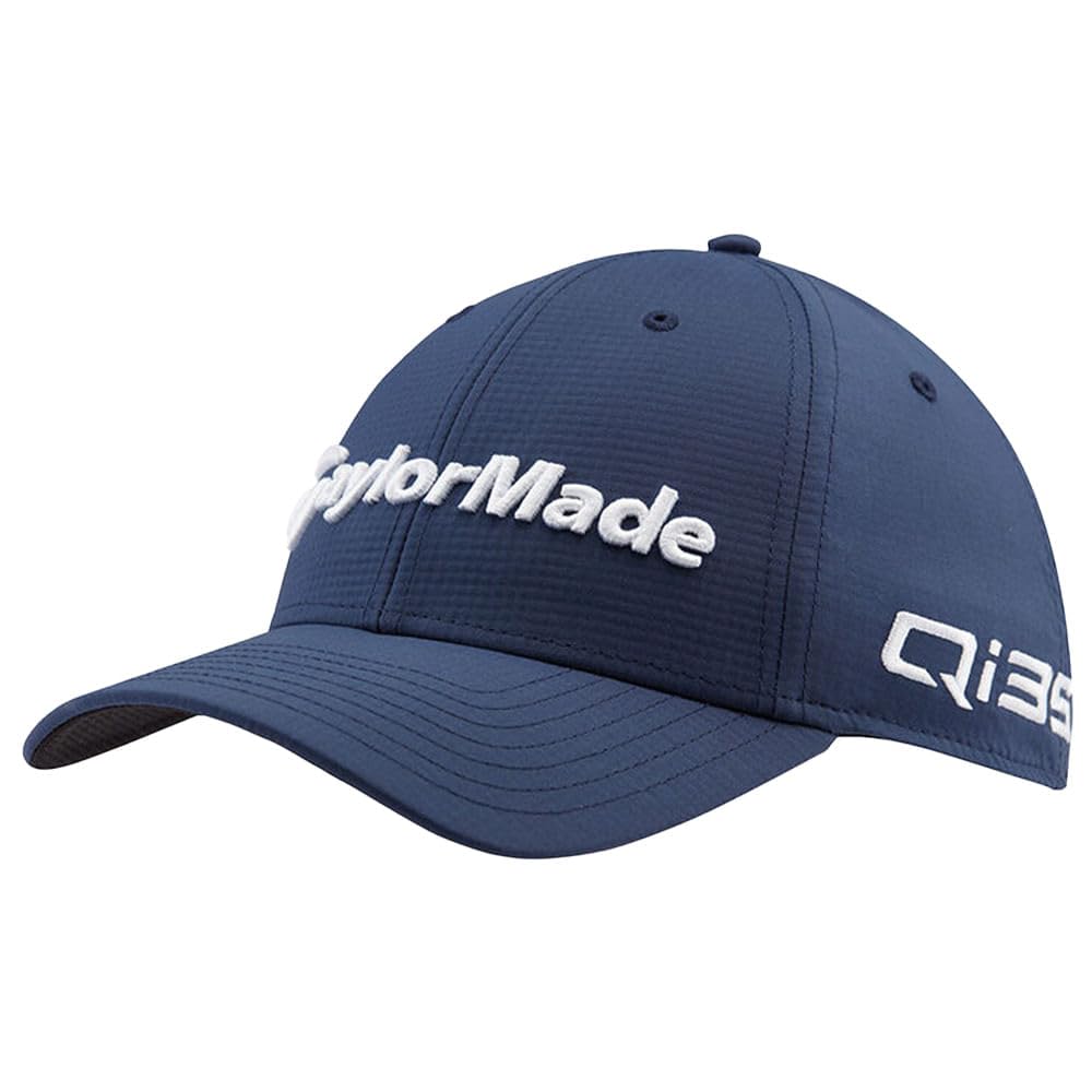 Navy blue cap with white embroidered text on the front and side.