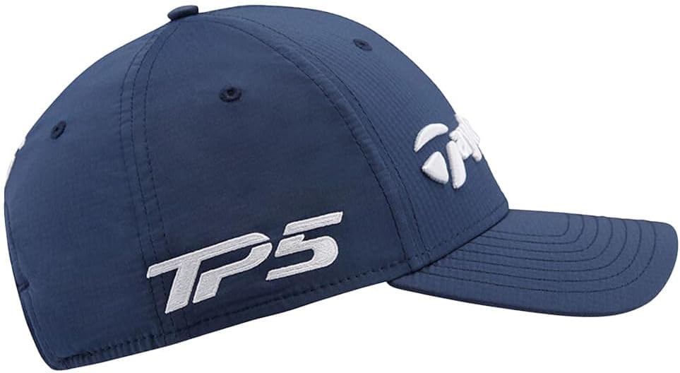 Navy blue baseball cap with "TP5" and a logo in white on the side.