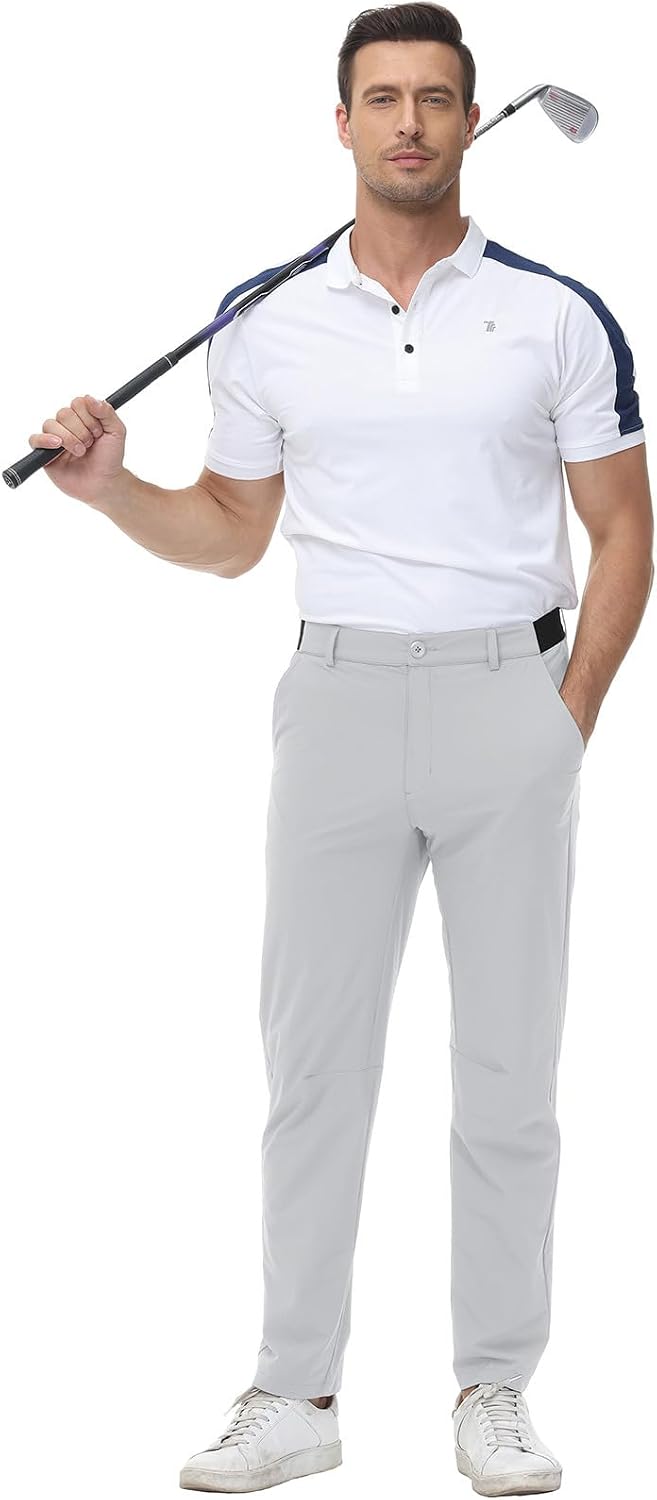 JHMORP Men's Golf Pants Stretch Light Dress Casual Work Pants with Pockets
