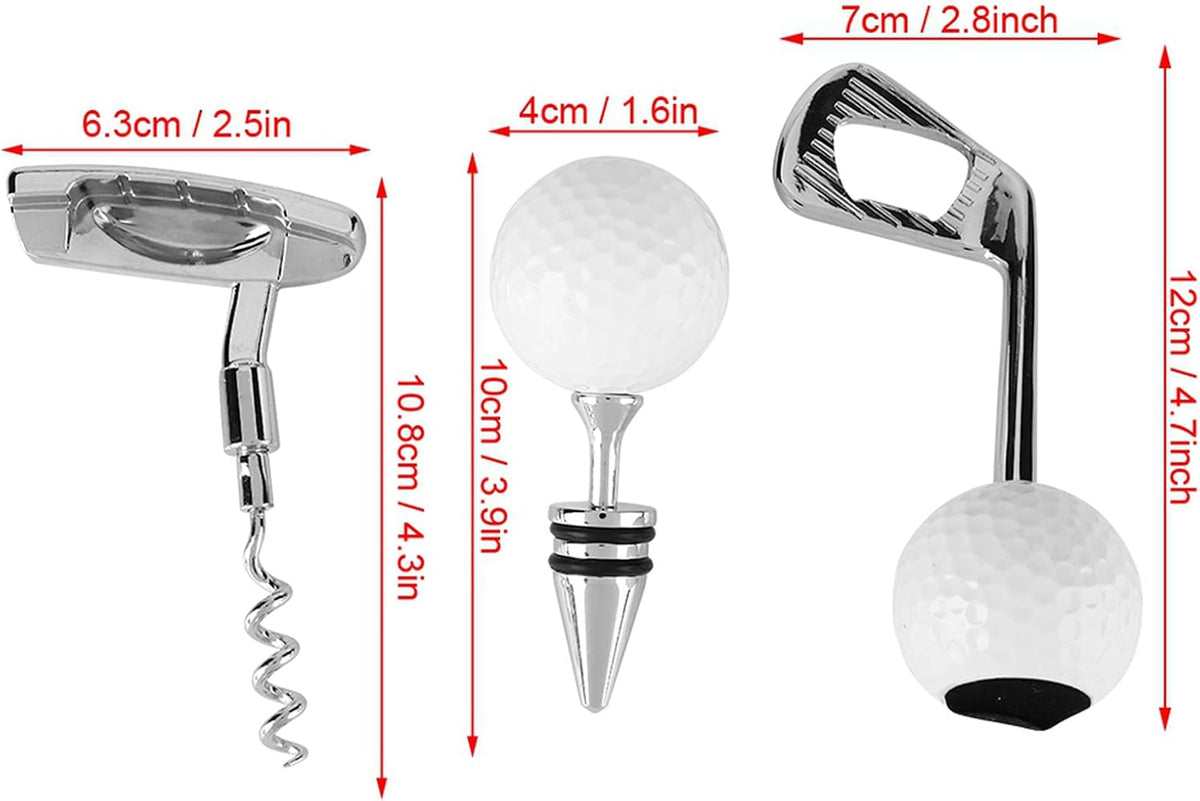 Gugxiom Wine Opener Set, Golf Ball Bottle Opener, Golf Gift for Men(3 Pcs)
