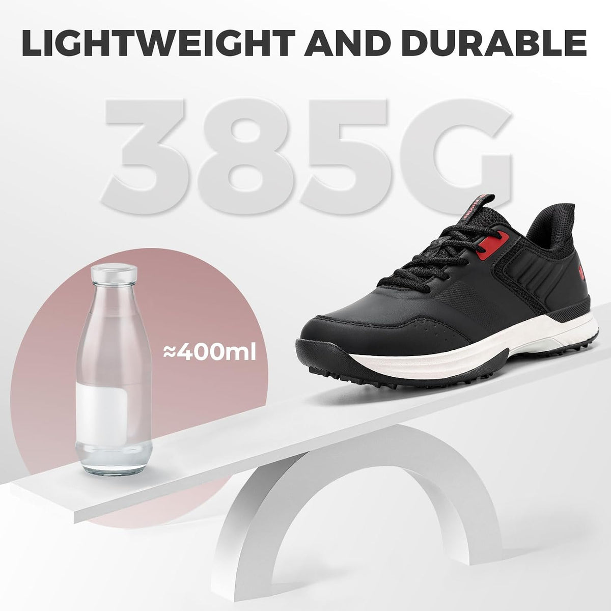 FitVille Wide Mens Golf Shoes Waterproof Spiked Golf Shoes for Men with Arch Support, Slip Resistant, 6 Non-Removable Cleats, Golf Course
