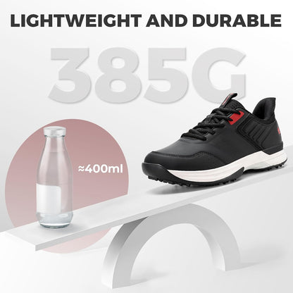 FitVille Wide Mens Golf Shoes Waterproof Spiked Golf Shoes for Men with Arch Support, Slip Resistant, 6 Non-Removable Cleats, Golf Course