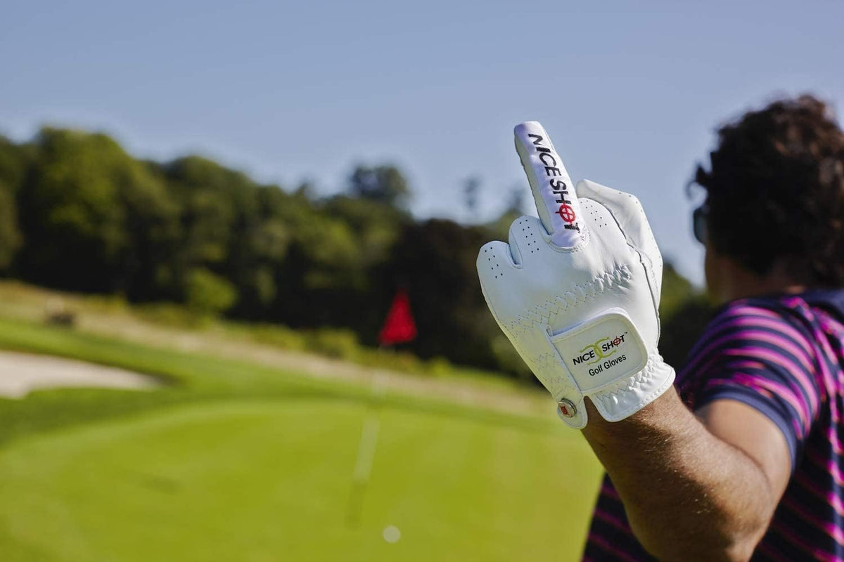 Nice Shot The Bird Mens Right Hand Cabretta Leather Golf Glove White--Golf World-Golf World