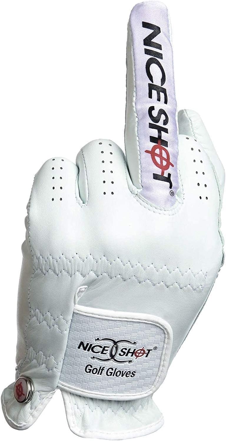 Nice Shot The Bird Mens Right Hand Cabretta Leather Golf Glove White--Golf World-Golf World