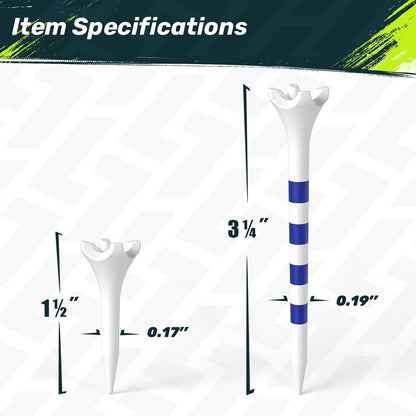 SAPLIZE 120 Pack Plastic Golf Tees with Four Prong Head in Two Sizes--Golf World-Golf World