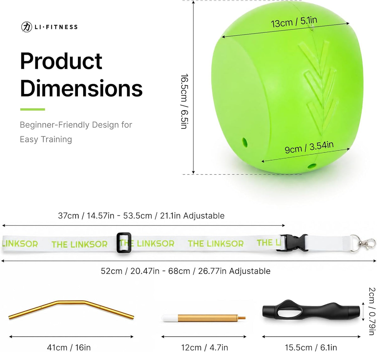 LI FITNESS Golf Training Ball with Rope and Grip Trainer for Swing Practice