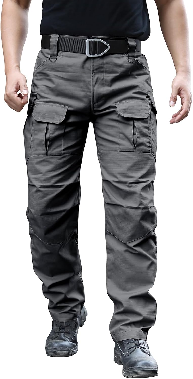 Hiwise Men's Stretch Tactical Pants Water Resistant Ripstop Cargo Pants Outdoor Lightweight EDC Work Hiking Pants