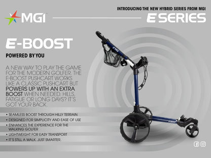 MGI E-Boost Electric Assist Push Golf Cart, Matte-Navy