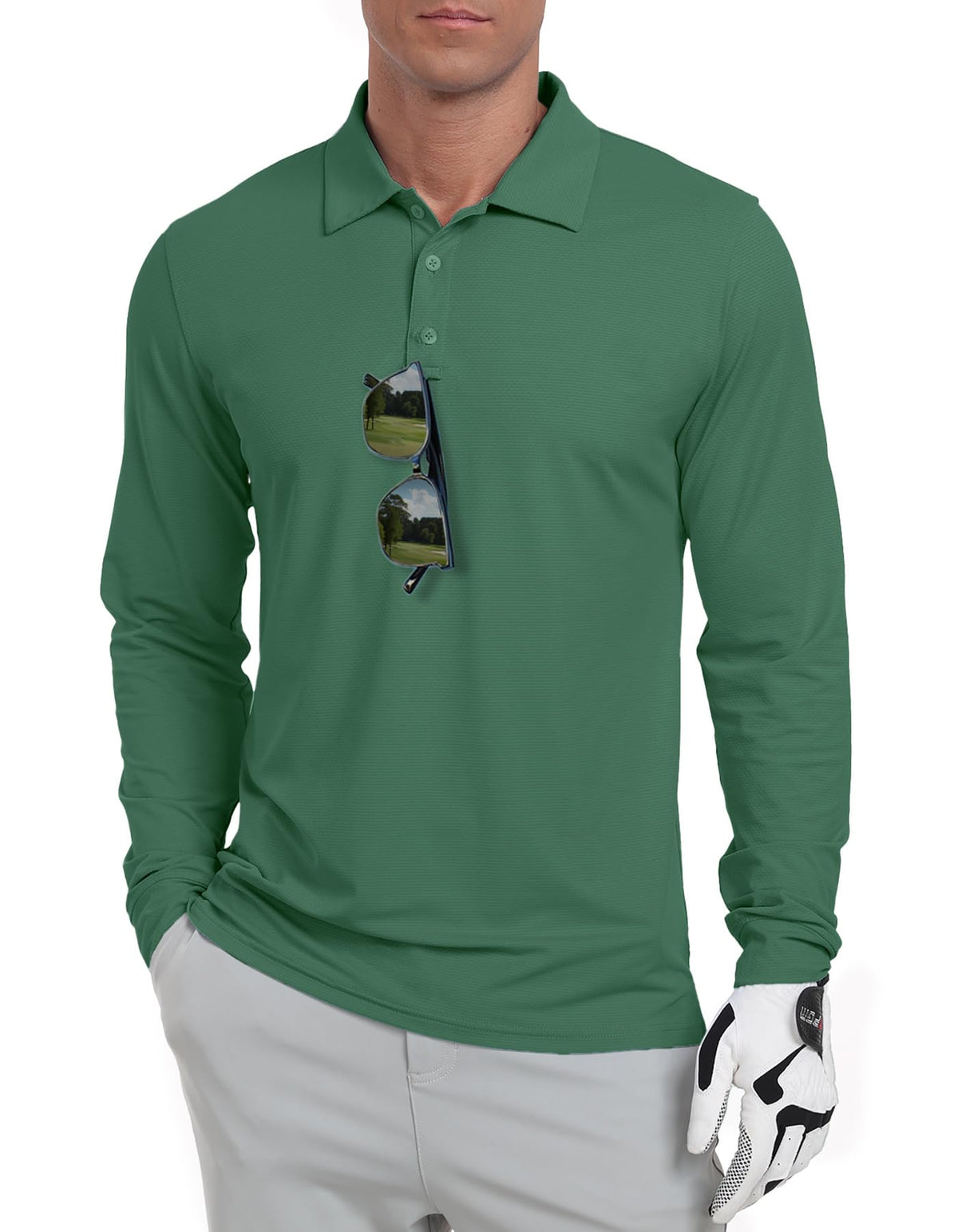 Askdeer Men's Long Sleeve Golf Polo Shirts Lightweight UPF 50+ Performance Collar Shirts Summer Casual Tee