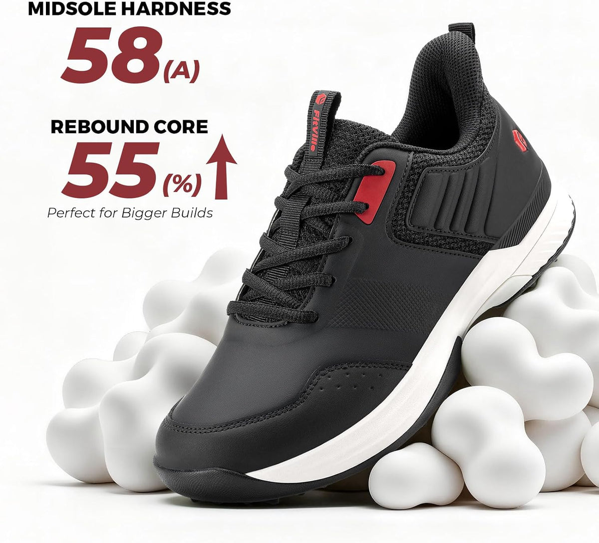 FitVille Wide Mens Golf Shoes Waterproof Spiked Golf Shoes for Men with Arch Support, Slip Resistant, 6 Non-Removable Cleats, Golf Course
