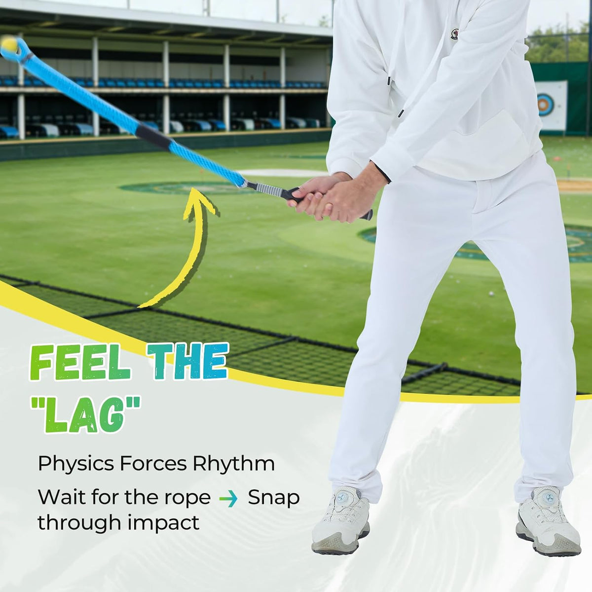 Golf Rope Swing Trainer, Professional Golf Swing Rope Training Aid to Improve Speed, Tempo, Rhythm, Flexibility and Strength, Golf Warm-Up Practice Equipment for Golfers of All Levels
