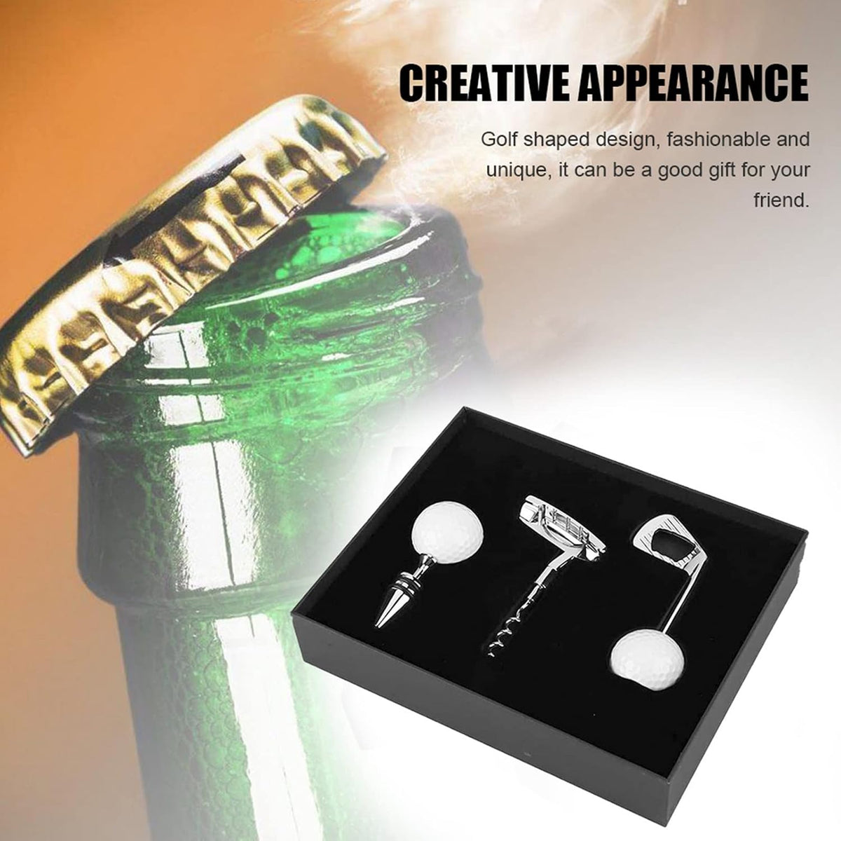 Gugxiom Wine Opener Set, Golf Ball Bottle Opener, Golf Gift for Men(3 Pcs)