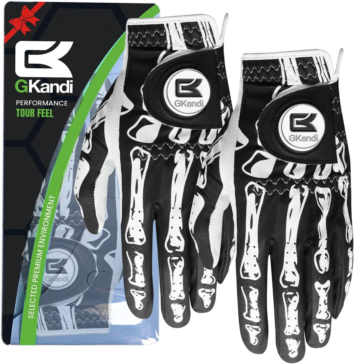 GKandi Mens Golf Gloves 2 Pack All Weather Grip Leather Small Left Hand--Golf World-Golf World