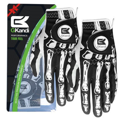 GKandi Mens Golf Gloves 2 Pack All Weather Grip Leather Small Left Hand--Golf World-Golf World