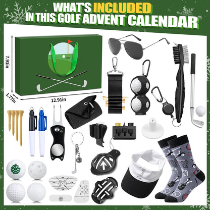 MOVINPE Golf Advent Calendar 2026 for Men Teen Boys, 24 Days of Golf Accessories & Essentials, Christmas Countdown Gifts for Golf Lovers Players Beginners Clubs Markers Brush