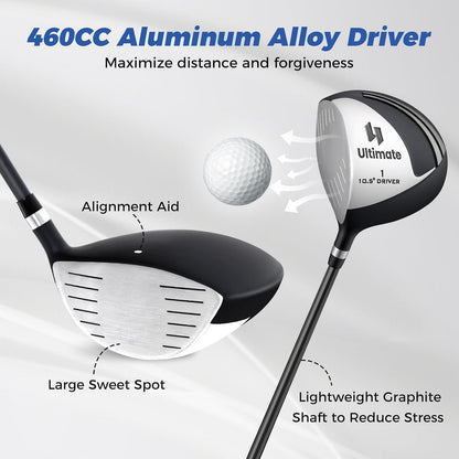 Left Handed Golf Club Set for Men 10 Piece Complete Set With Stand Bag--Golf World-Golf World