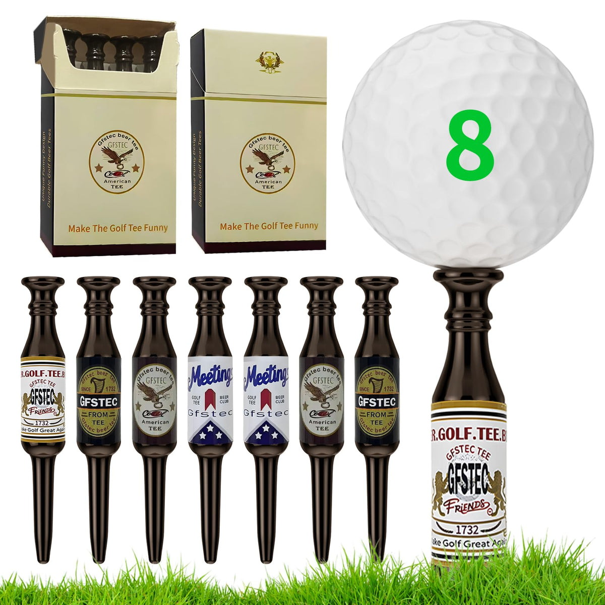 Beer Bottle Golf Tees, Virtually Unbreakable and Recyclable Plastic Golf Tee, Durable Golf Tees for Men and Women, Bachelor Party Novelty Gift for Golfers Funny Golf Tees 3-1/4" Tall