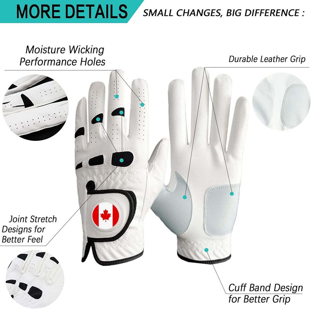 BRAMASOLE Mens Leather Golf Glove with CA Flag Ball Marker 3X Large--Golf World-Golf World