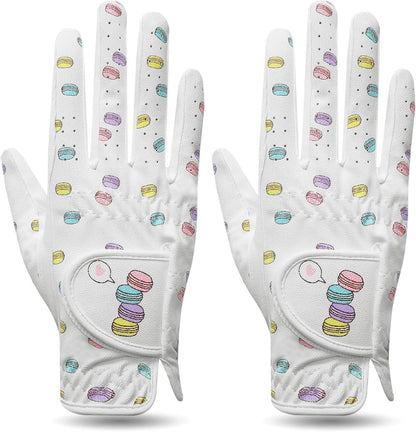 FINGER TEN Womens PU Leather Golf Gloves Breathable Grip 2 Pack--Golf World-Color:White-Size:S, Worn on Right Hand-Golf World