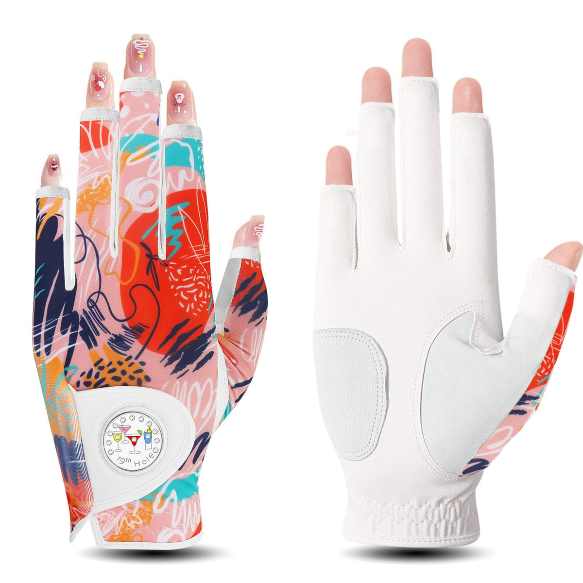FINGER TEN Women's Golf Gloves Breathable Flexible Polyester Black Pair Size S--Golf World-Color:H Orange-Size:M,Pair(Left & Right)-Golf World