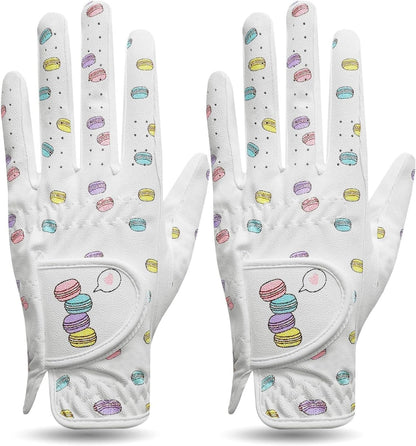 FINGER TEN Womens PU Leather Golf Gloves Breathable Grip 2 Pack--Golf World-Golf World