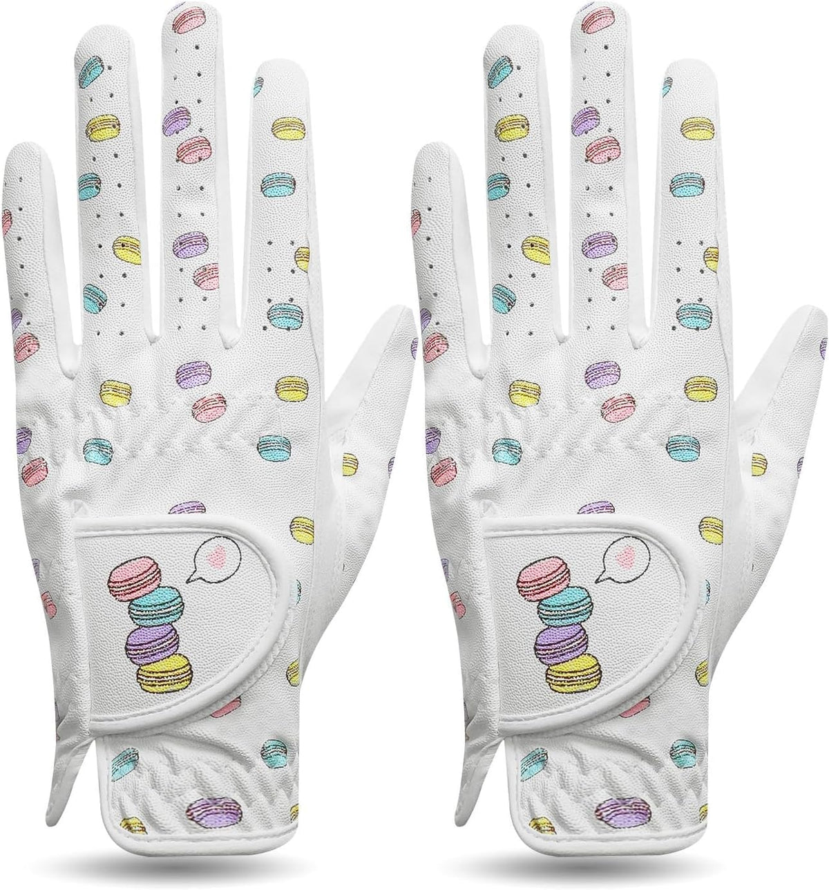 FINGER TEN Womens PU Leather Golf Gloves Breathable Grip 2 Pack--Golf World-Color:White-Size:XS, Worn on Right Hand-Golf World