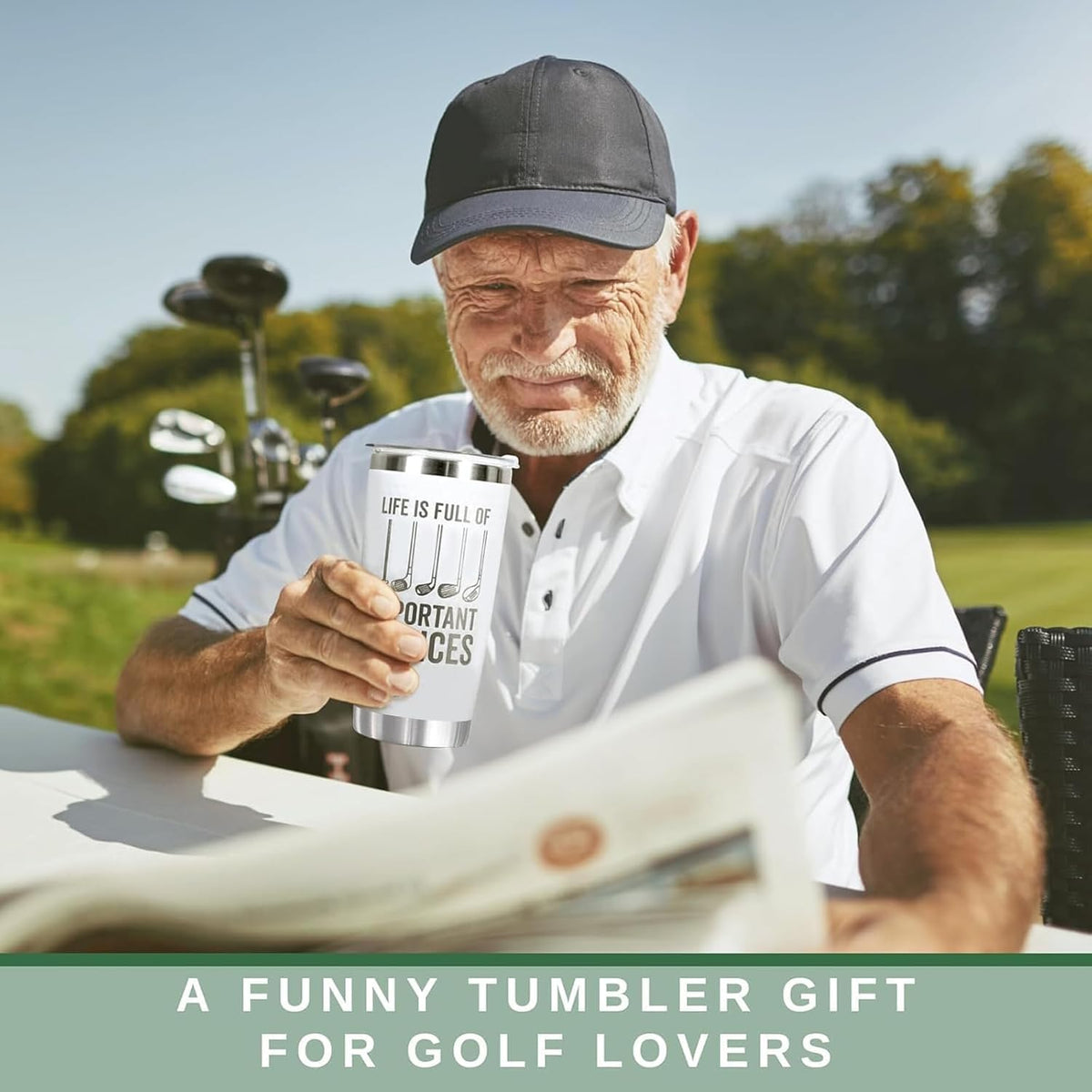 Best Ever 20oz Cup, Golf Presents for Men - Golfer Gifts for Men Unique - Funny Golf Gifts for Him, Father, Dad Uncle, Husband Boyfriend, Golf Lovers
