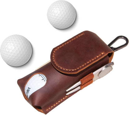 Personalized Golf Ball Bag, Custom Name Golf Bag & Tee Holder, Golf Pouch Bag Tees Holder Ball Pocket, Leather Golf Travel Bag, Christmas Gift,Great Golf Gifts