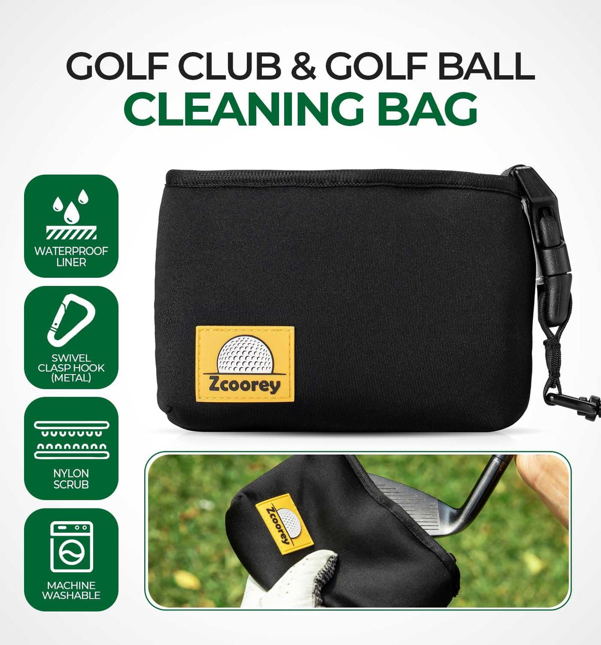Golf Club and Ball Cleaner - Portable Golf Club & Ball Washer, Quickly Clean Club Grooves, Golf Ball Washer, Essential Golf Accessories,Golf Gifts