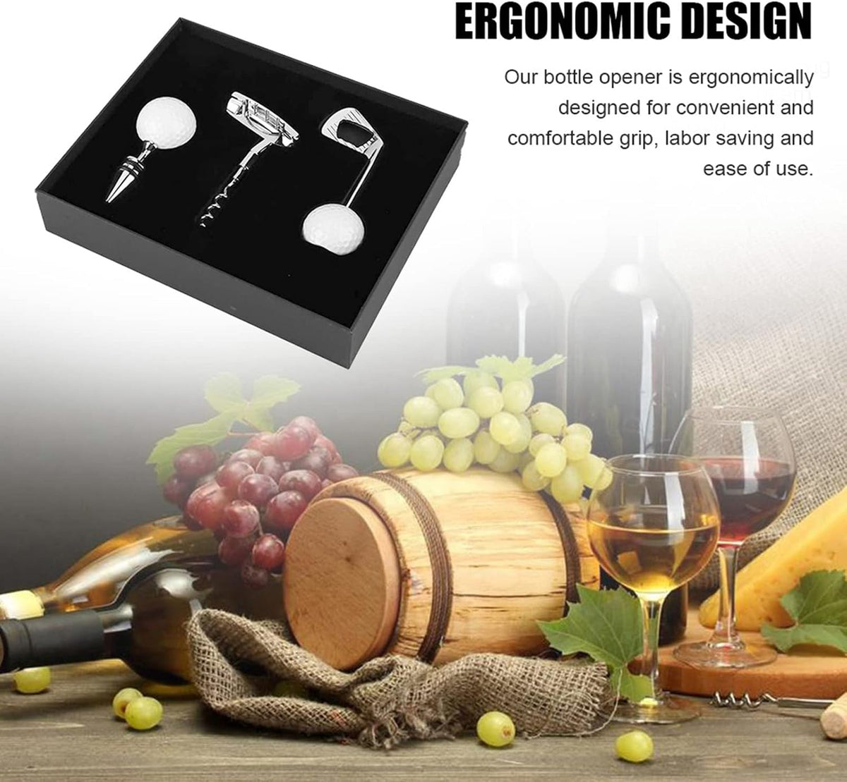 Gugxiom Wine Opener Set, Golf Ball Bottle Opener, Golf Gift for Men(3 Pcs)