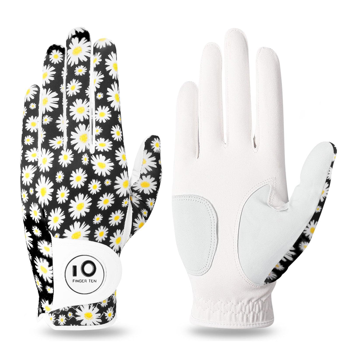 FINGER TEN Women's Golf Gloves Breathable Flexible Polyester Black Pair Size S--Golf World-Golf World