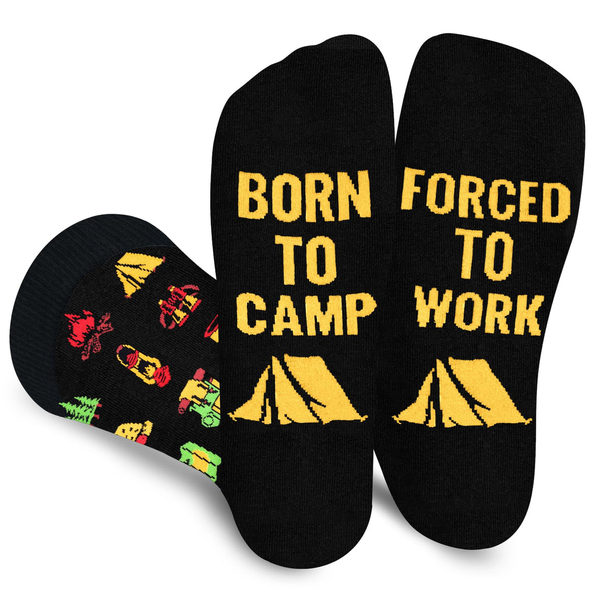 Funny Socks for Men Women - FORCED TO WORK Novelty Funky Socks Fun Gifts - Birthday Christmas Gifts for Men Teen Boys