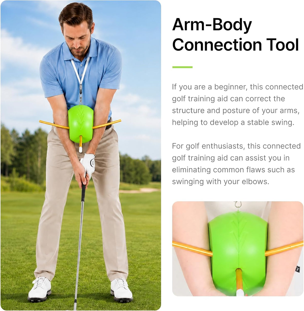 LI FITNESS Golf Training Ball with Rope and Grip Trainer for Swing Practice