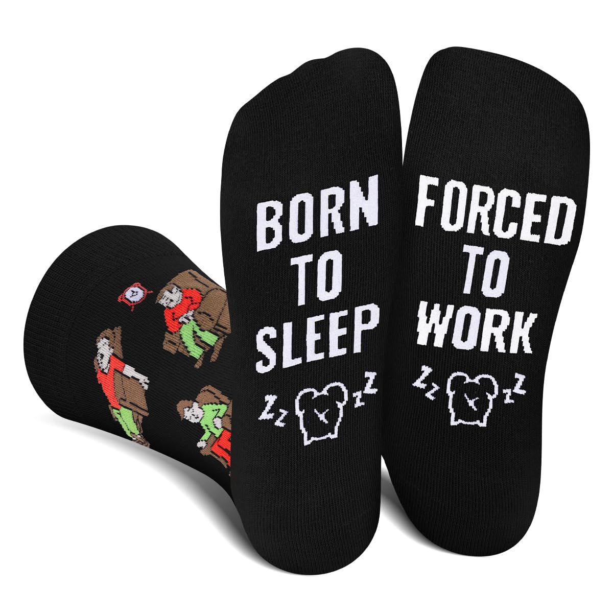 Funny Socks for Men Women - FORCED TO WORK Novelty Funky Socks Fun Gifts - Birthday Christmas Gifts for Men Teen Boys