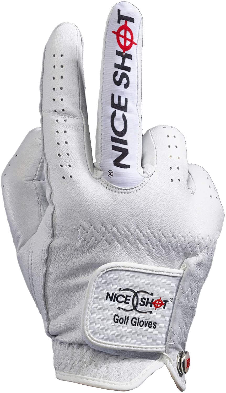 Nice Shot The Bird Mens Right Hand Cabretta Leather Golf Glove White--Golf World-Golf World