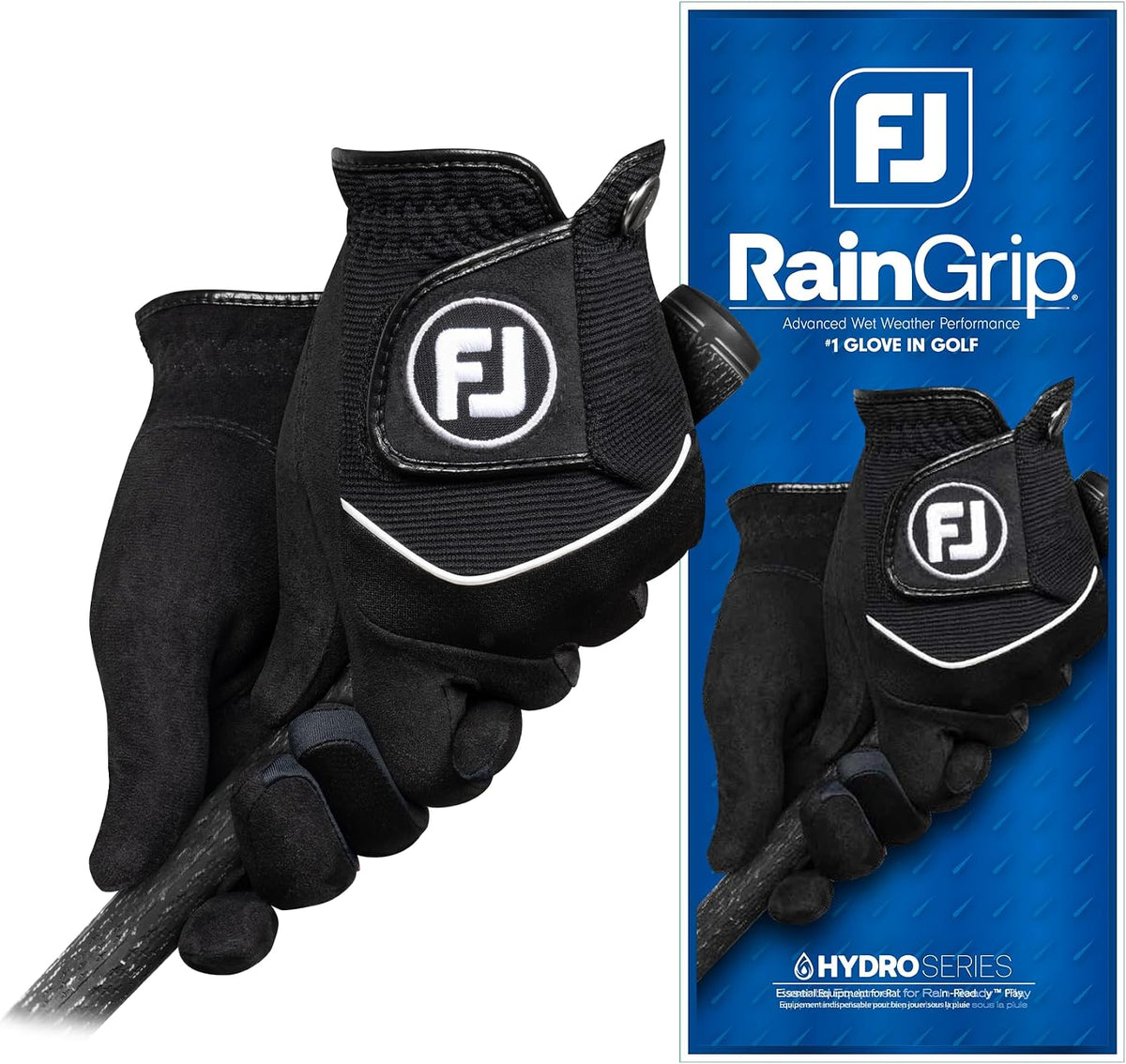 FootJoy Men's RainGrip Breathable Golf Gloves Black Medium Large Pair--Golf World-Golf World
