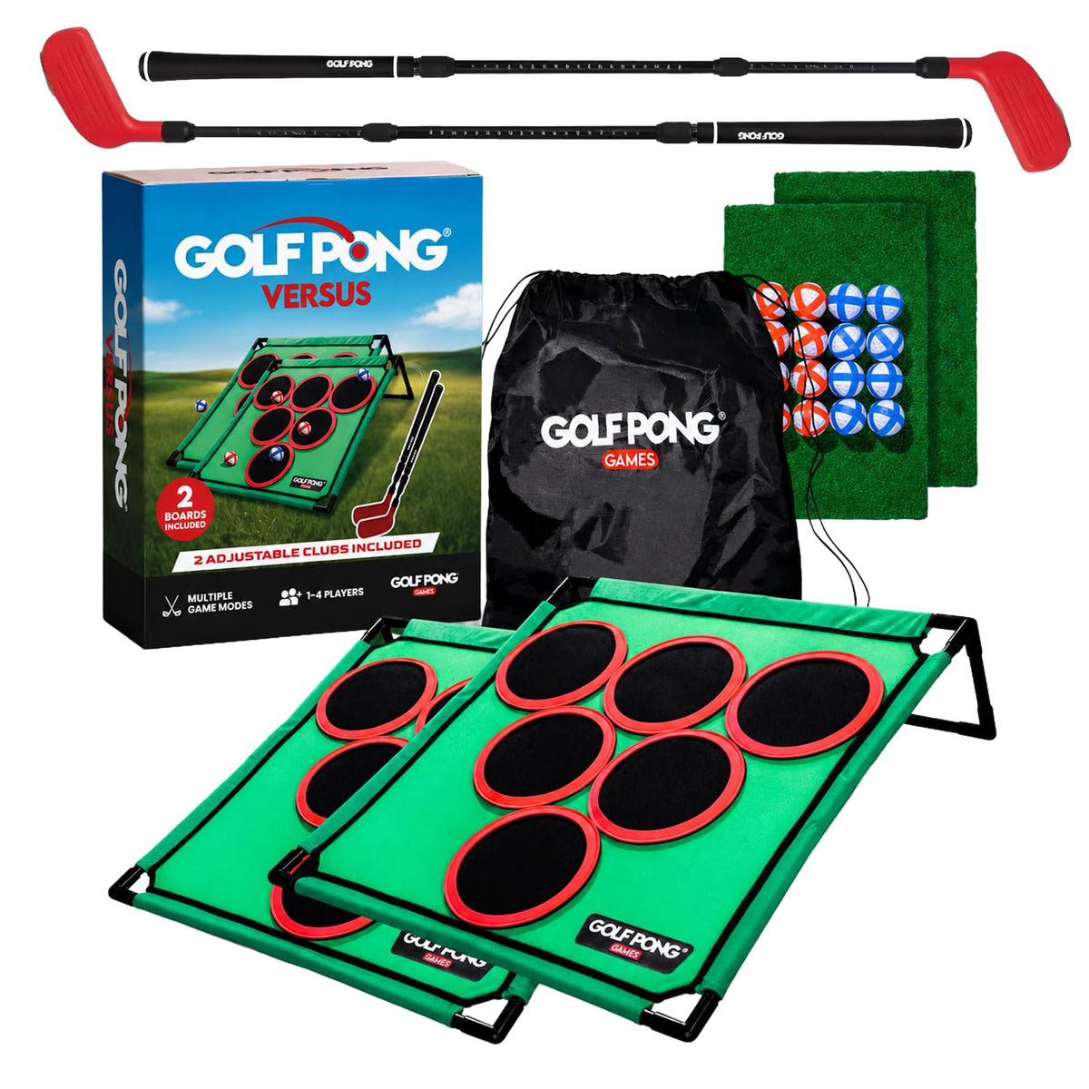 Golf Pong Chipping Game for Men Women Beginners and Kids 1 Board--Golf World-Set:Golf Pong Versus Edition (2 Pack)-Golf World