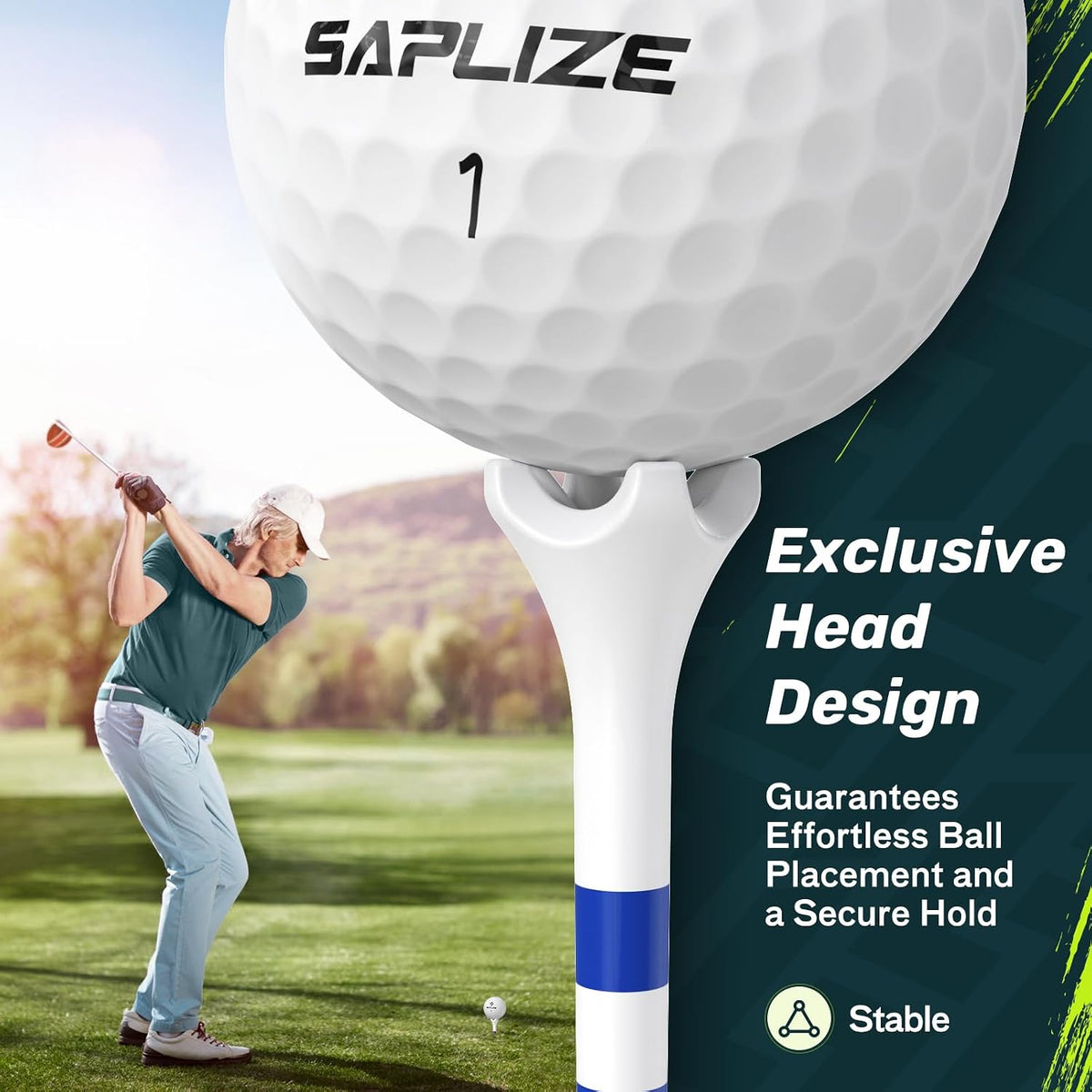 SAPLIZE 120 Pack Plastic Golf Tees with Four Prong Head in Two Sizes--Golf World-Golf World