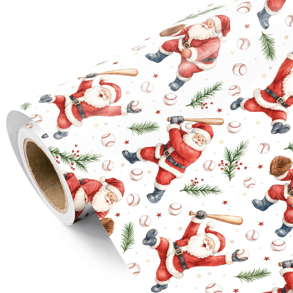 WRAPAHOLIC Christmas Wrapping Paper, Santa Claus with Golf Gift Wrap Paper