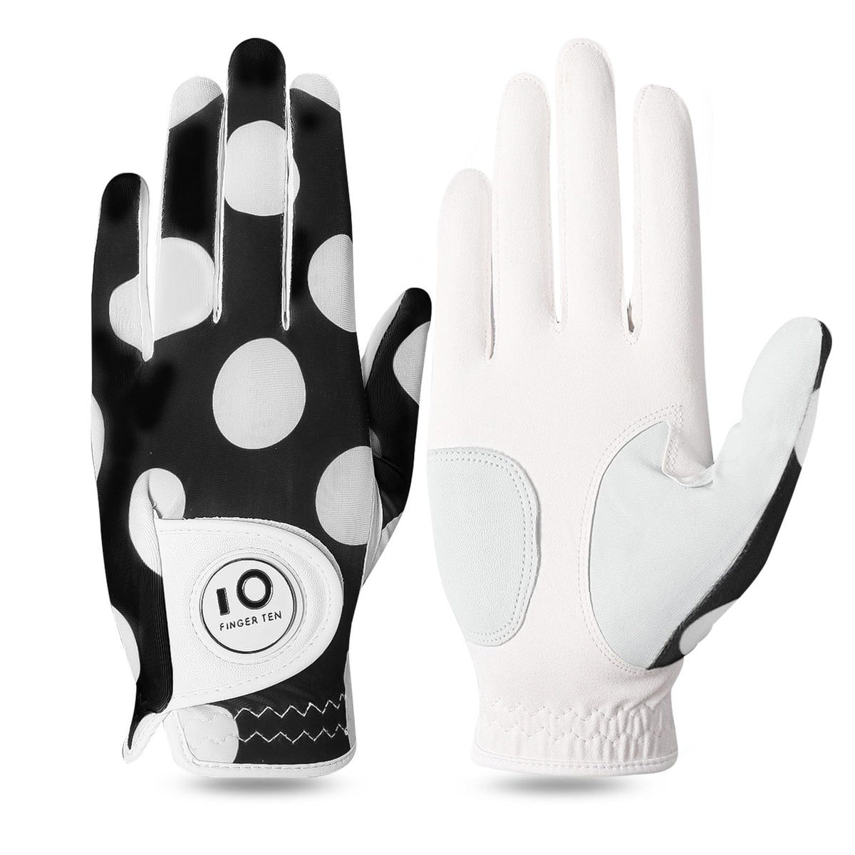 FINGER TEN Women's Golf Gloves Breathable Flexible Polyester Black Pair Size S--Golf World-Color:Black-Size:M,Pair(Left & Right)-Golf World